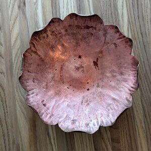 VTG Drumgold Unique Copper Bowl Dish Ruffled Crimped Edges Mid-century